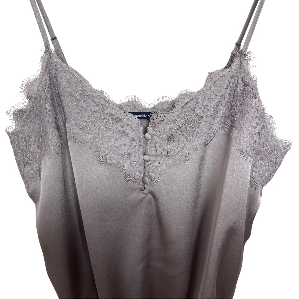 Abercrombie & Fitch Muted Lilac Cami Bodysuit Lace Romantic Eyelash Snap Button - Picture 2 of 8